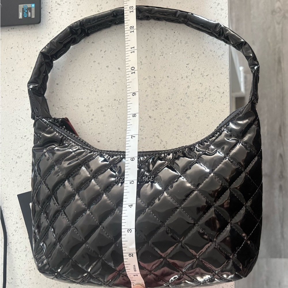 MZ Wallace Glossy Black Quilted Hobo Bag - Picture 8 of 12
